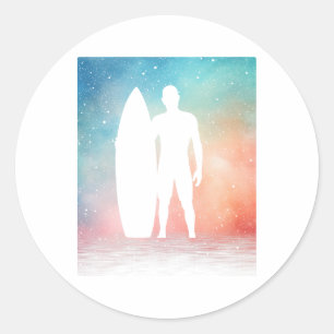 Funny Vintage Surf Design For Men Boys Surfing And Classic Round Sticker