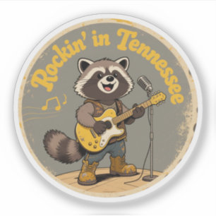 Funny Vintage Tennessee Raccoon Guitar Music