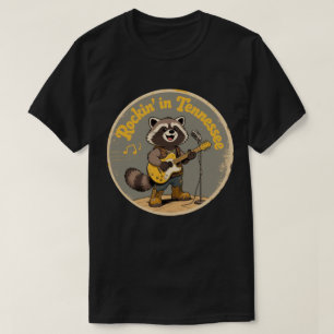 Funny Vintage Tennessee Raccoon Guitar Music T-Shirt