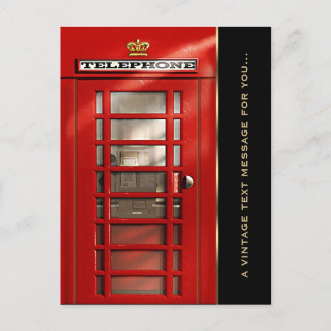 Funny Vintage Text Message Red Phone Booth Postcard (Front)