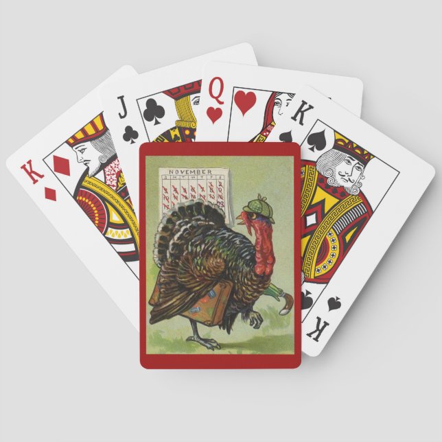 Funny Vintage Thanksgiving Turkey Playing Cards! Playing Cards (Back)