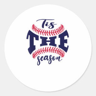 Funny Vintage Tis The Season Baseball Is My Favori Classic Round Sticker