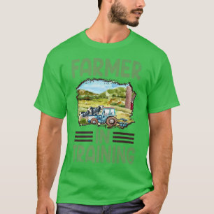 Funny Vintage Tractor Idea Farmer In Training T-Shirt