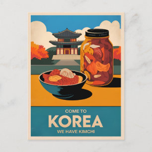 Funny Vintage Travel Korea Kimchi Humour Retro  Postcard