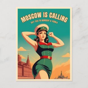 Funny Vintage Travel Soviet USSR Cold War Humour Postcard