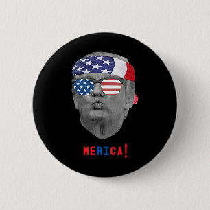 Funny Vintage Trump Pucker Face Merica Usa Flag Su 2 Inch Round Button