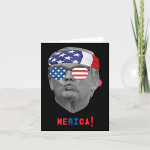 Funny Vintage Trump Pucker Face Merica Usa Flag Su Card