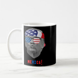 Funny Vintage Trump Pucker Face Merica Usa Flag Su Coffee Mug