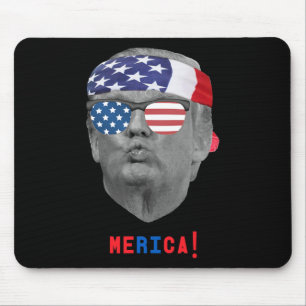 Funny Vintage Trump Pucker Face Merica Usa Flag Su Mouse Pad