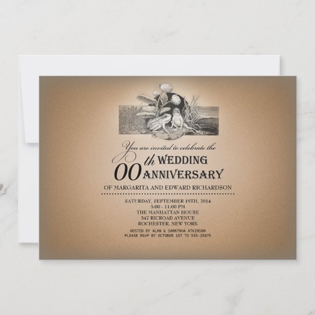 funny vintage typographic anniversary invitations (Front)