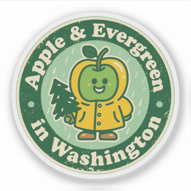 Funny Vintage Washington Apple Raincoat Retro (Front)