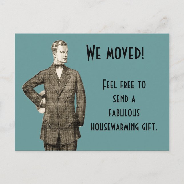 Funny Vintage We Moved Announcement Postcard (Front)