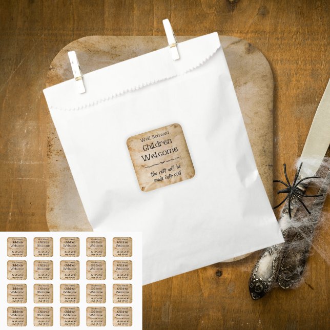 Funny Vintage Welcome Children Halloween Party Square Sticker (Creator Uploaded)