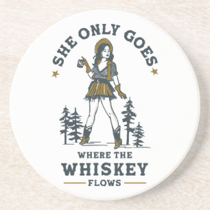 Funny Vintage Western Cowgirl Whiskey Lover Coaster