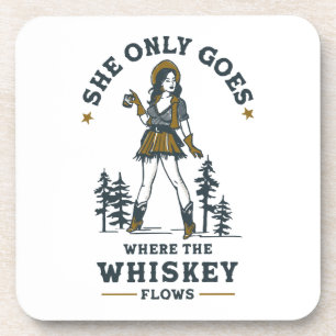 Funny Vintage Western Cowgirl Whiskey Lover Coaster