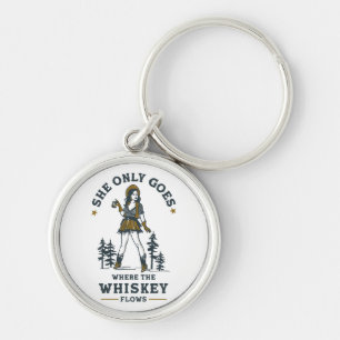 Funny Vintage Western Cowgirl Whiskey Lover Keychain