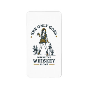Funny Vintage Western Cowgirl Whiskey Lover Label
