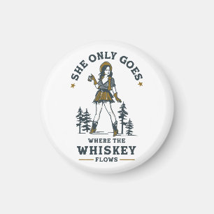 Funny Vintage Western Cowgirl Whiskey Lover Magnet