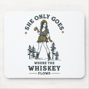 Funny Vintage Western Cowgirl Whiskey Lover Mouse Pad