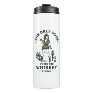 Funny Vintage Western Cowgirl Whiskey Lover Thermal Tumbler