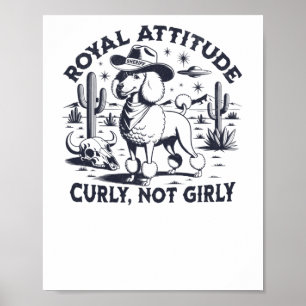 Funny Vintage Western Poodle Sticker Poster