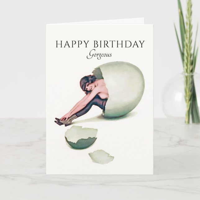 Funny Vintage Woman Happy Birthday Gorgeous Card (Front)