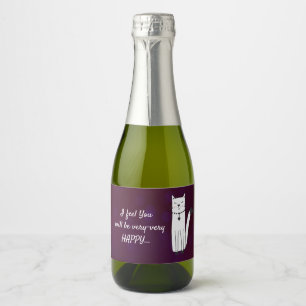 Funny Violet Sparkling Wine Mini Bottle Label wit