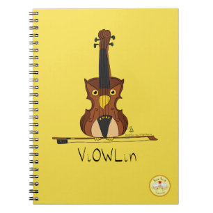 Funny Violin Cute Owl Musician Kids Music Notebook