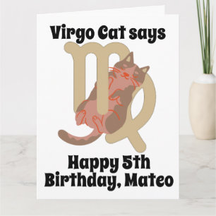 Funny Virgo Cat Personalized Birthday Card