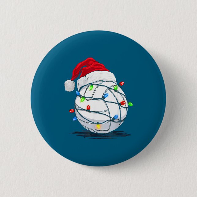 Funny Volleyball Ball Christmas Graphics Lights Lo 2 Inch Round Button (Front)
