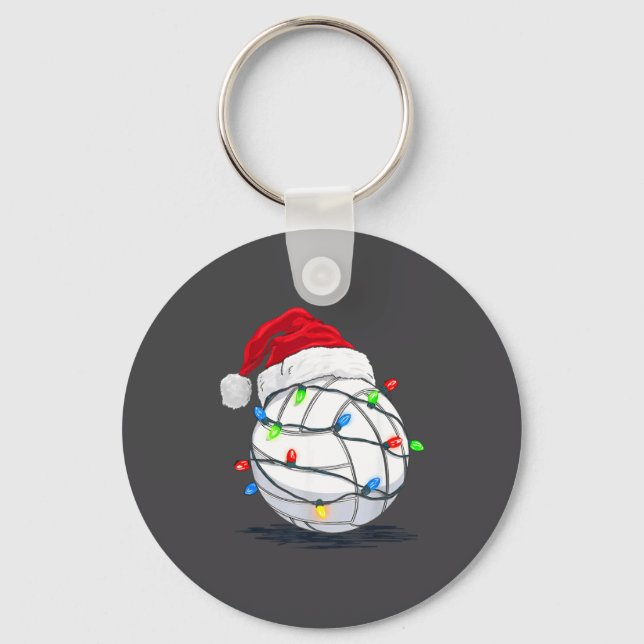 Funny Volleyball Ball Christmas Graphics Lights Lo Keychain (Front)