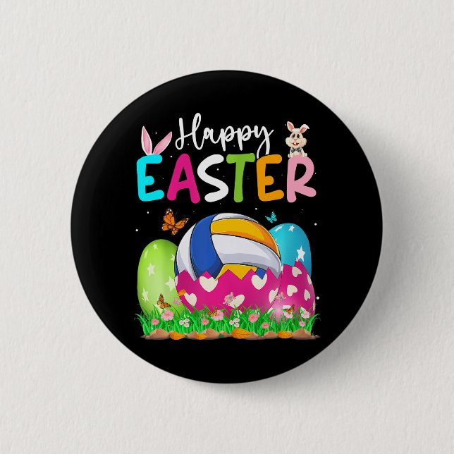 Funny Volleyball Ball Hatched From Egg Easter Day 2 Inch Round Button (Front)