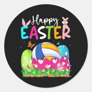 Funny Volleyball Ball Hatched From Egg Easter Day Classic Round Sticker