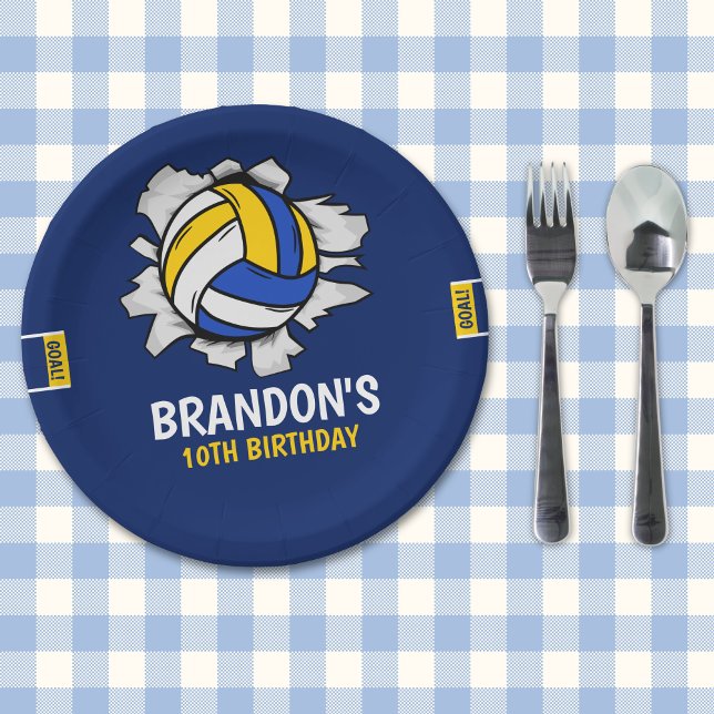 Funny Volleyball Boy Birthday Paper Plate (Creator Uploaded)