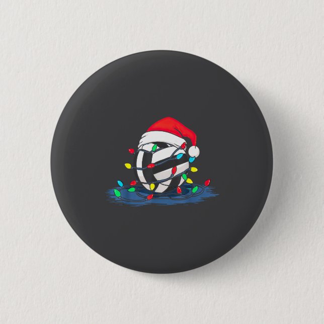 Funny Volleyball Christmas Graphics Lights Lover P 2 Inch Round Button (Front)
