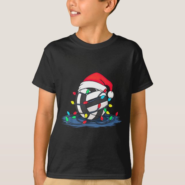Funny Volleyball Christmas Graphics Lights Lover P T-Shirt (Front)
