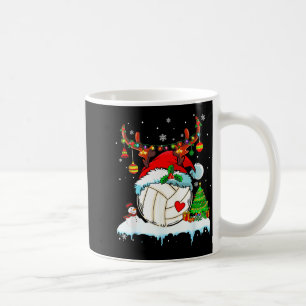 Funny Volleyball Christmas Reindeer Santa Hat Ligh Coffee Mug
