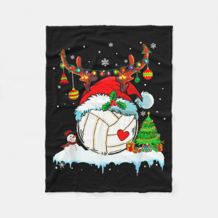 Funny Volleyball Christmas Reindeer Santa Hat Ligh Fleece Blanket