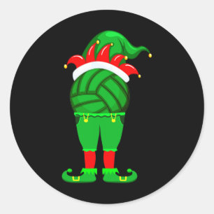 Funny Volleyball Elf Christmas Family Matching Xma Classic Round Sticker
