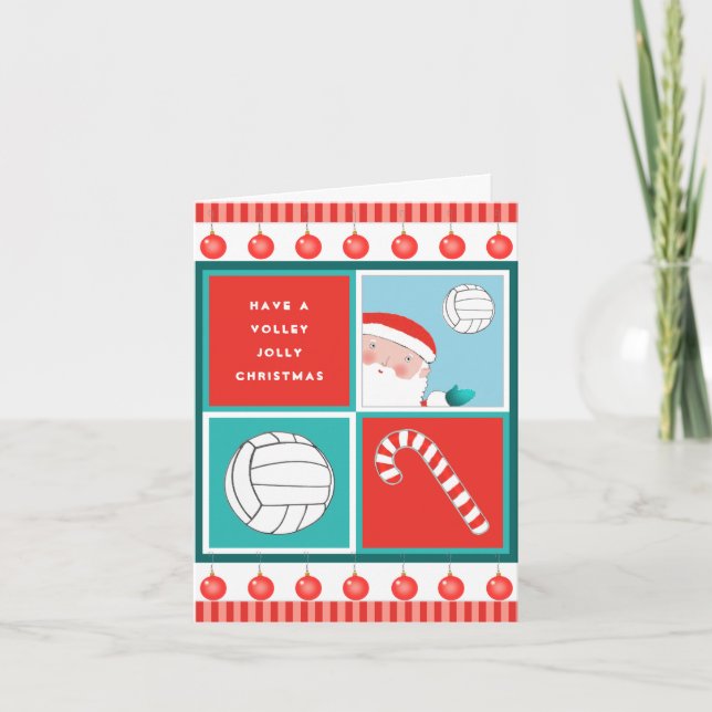Funny Volleyball Fêtes Cartes de Noël (Devant)