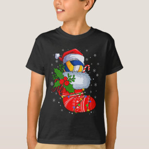 Funny Volleyball In Christmas Socks Santa Volleyba T-Shirt