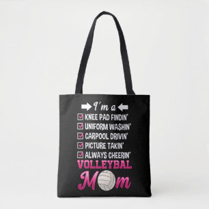 Funny Volleyball Mom Cheering Mother Kid Support Tote Bag