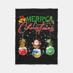 Funny Volleyball Ornaments Christmas Tree Lights X Fleece Blanket