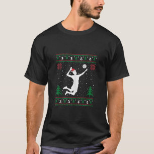 Funny Volleyball Player Santa Hat Ugly Christmas S T-Shirt