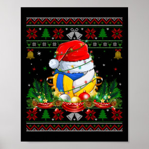 Funny Volleyball Santa Claus Hat Ugly Christmas Sw Poster