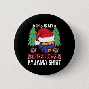 Funny Volleyball Team Ugly Christmas Lights Pajama 2 Inch Round Button