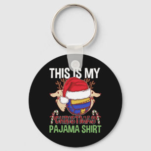Funny Volleyball Team Ugly Christmas Lights Pajama Keychain