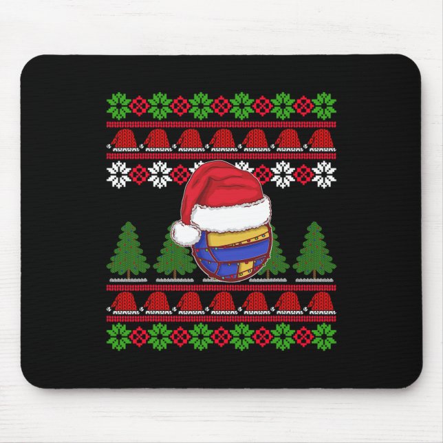 Funny Volleyball Team Ugly Sweater Christmas Light Mouse Pad (Front)