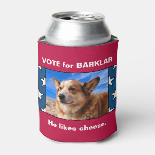 Funny Vote for Dog USA Election Fun Campaign Photo Can Cooler