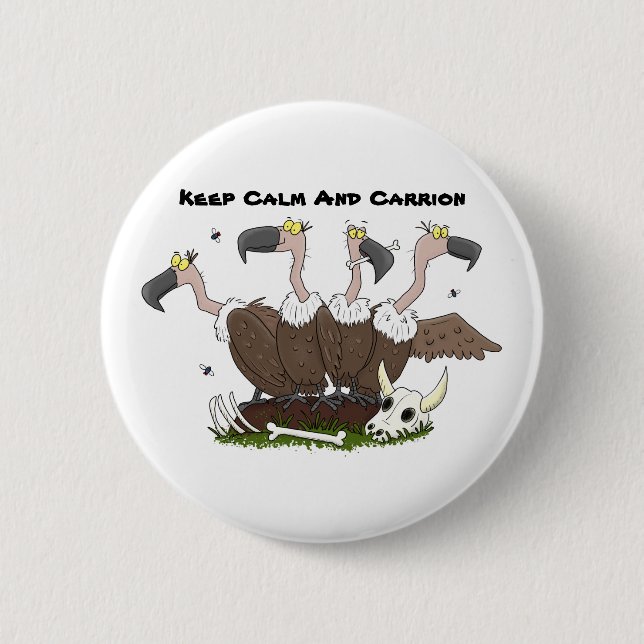 Funny vultures humour cartoon 2 inch round button (Front)